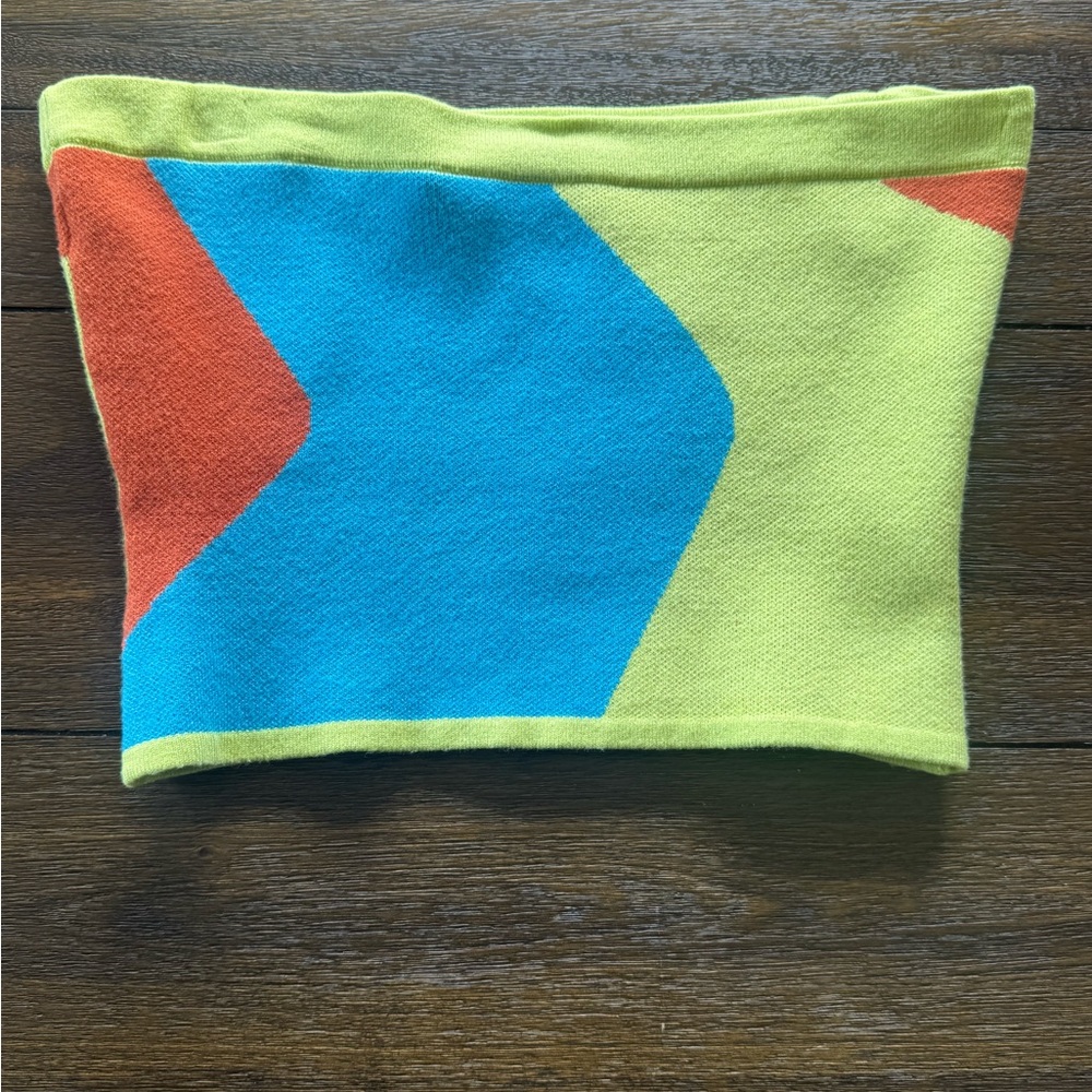 AKIRA Color Block Strapless Tube Top Blue Green Orange Size S NWT